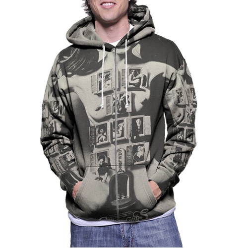 Jaket Hoodie Zipper Fullprint Andy Warhol Chelsea Girls Bahan Polyester Jersey [Hoodie Dengan Ritsle