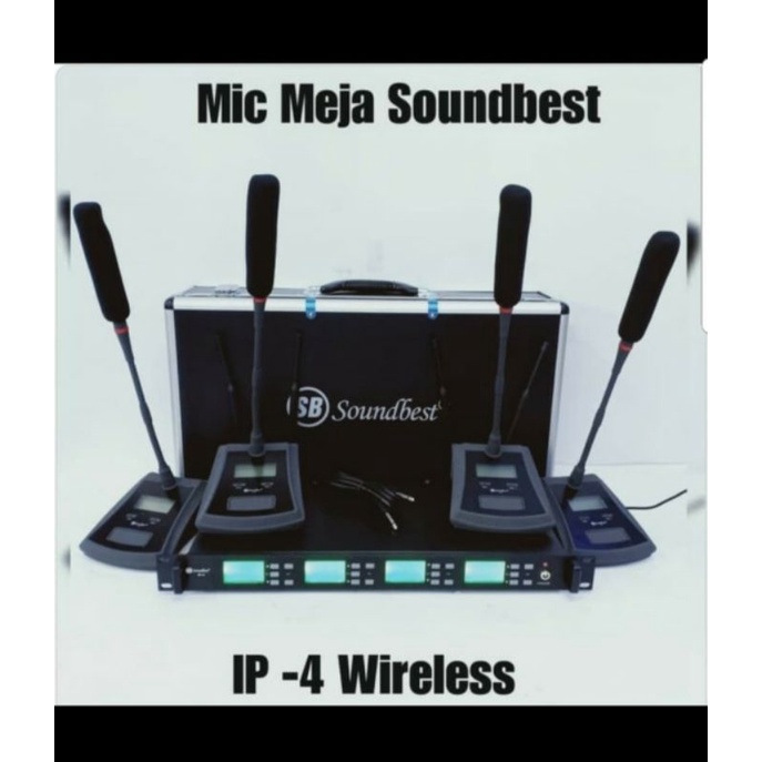 mic wireless podium/conference soundbest ip4 ip 4 4 mic meja original