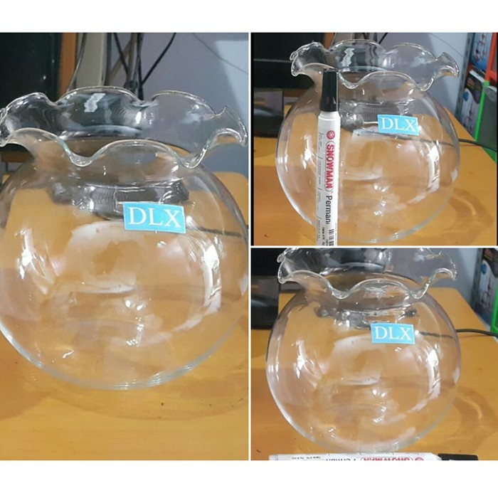 Toples Kaca Ikan Aquarium Bulat 4 Liter SHELLA Fish Bowl 4L Akuarium Undian