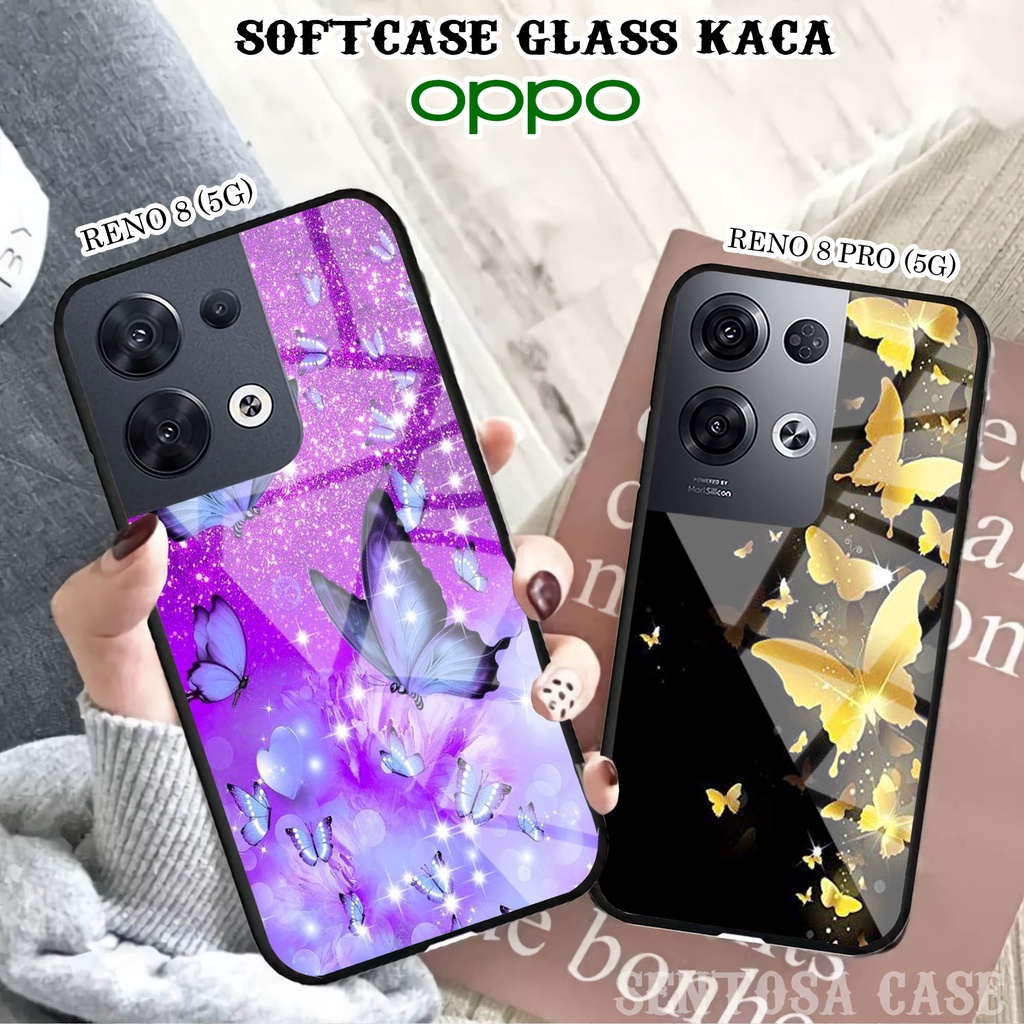 Softcase Glass Kaca OPPO RENO 8 (5G) & RENO 8 PRO (5G) - Casing HP OPPO RENO 8 & 8 PRO (5G) [ S08 ].