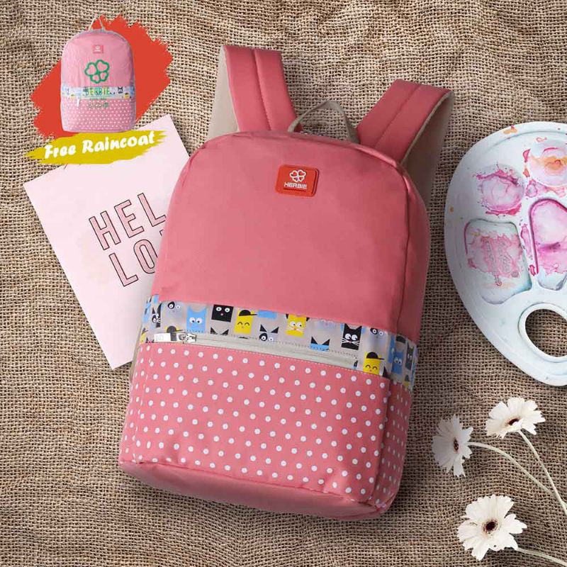 Tas Backpack Wanita Terbaru Pink Salem Cantik Stylish | Tas Ransel Perempuan Kekinian | Tas Gendong Cewek | Tas Kasual Sekolah Kerja