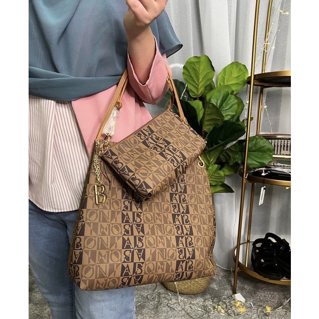 SALE BONIA bag selempang monogram 1 set (buy 1 get 2)