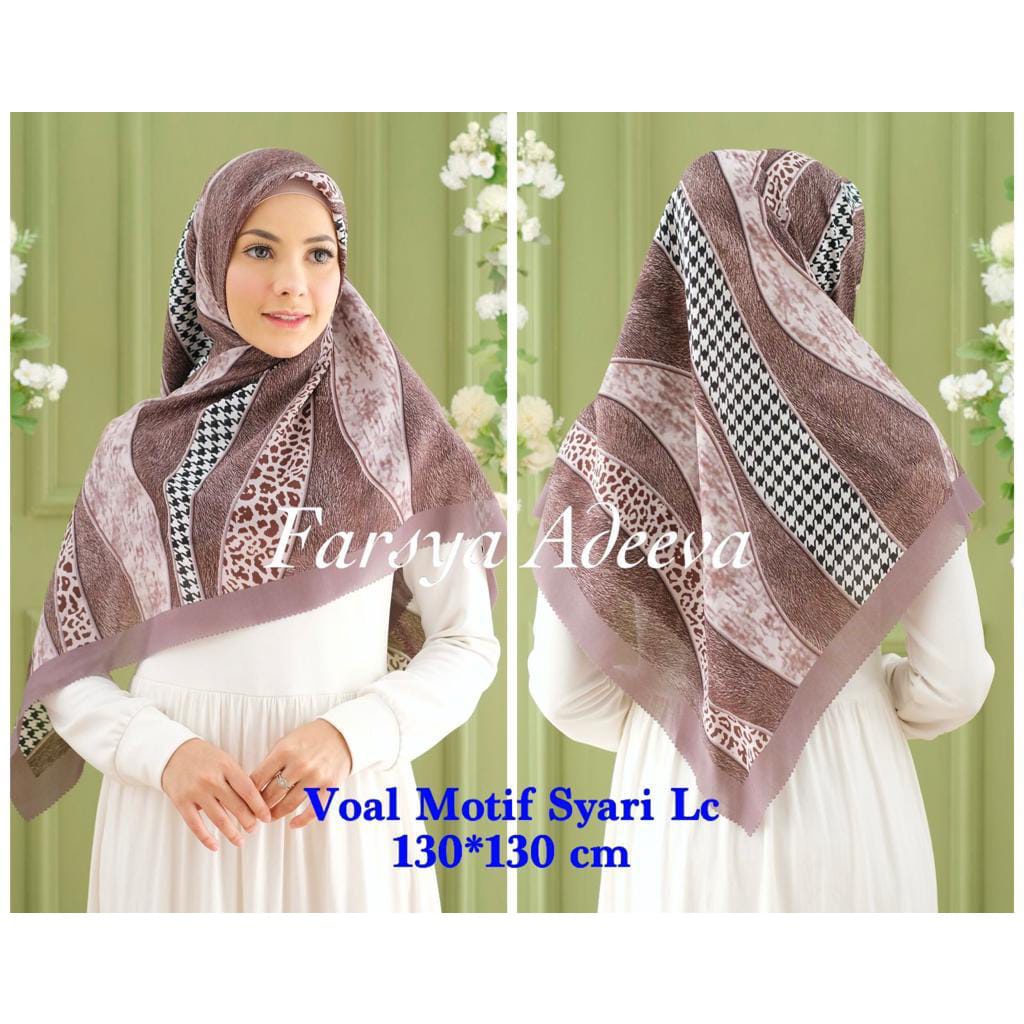 Hijab Motif Syari Terbaru Segiempat motif syari Lasercut 130x130  HIJAB VOAL SYRAI MOTIF SERAGAMAN SAFA HIJAB