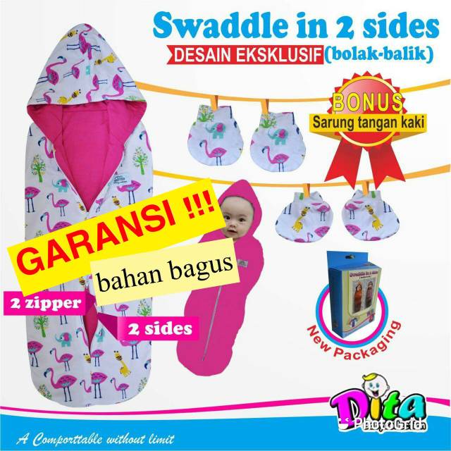 SNI DITA MOONSCARE Bedong Bolak Balik Dita (2 sides) motif Bedong Instan Bedong Swaddle in 2 Sides bedung instant