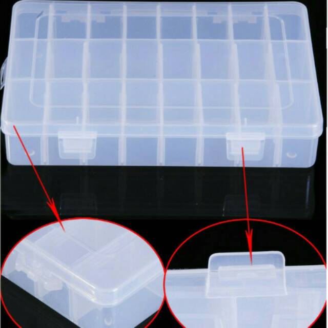 Kotak penyimpanan plastik 24 sekat