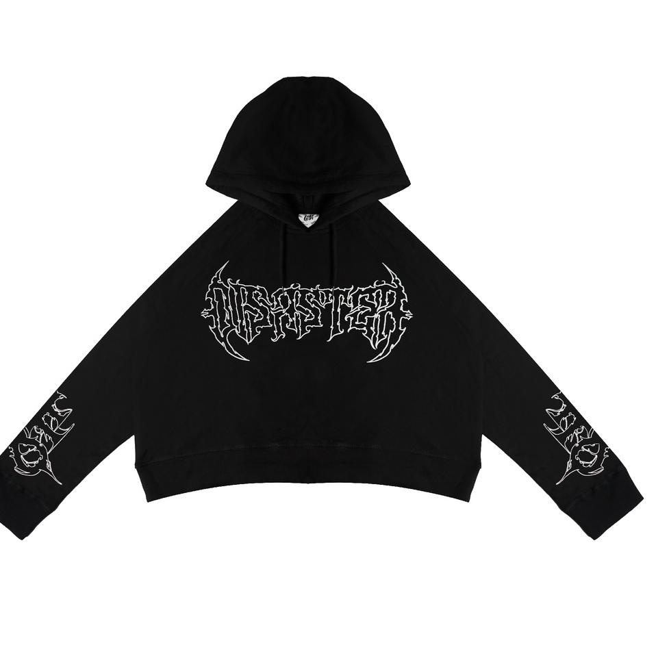 Sikat Habis--GRDT Dstr Hoodie Oversize Crop Top Black