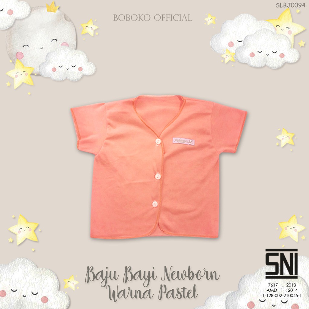 BOBOKO Baju lengan pendek Bayi Newborn Warna Pastel 0-4 bulan