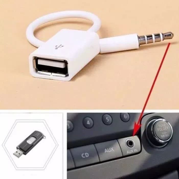 CONECTOR KONEKTOR CONVERTER KABEL AUX 3.5MM TO USB FEMALE AUDIO KE USB FOR CAR MOBIL MP3