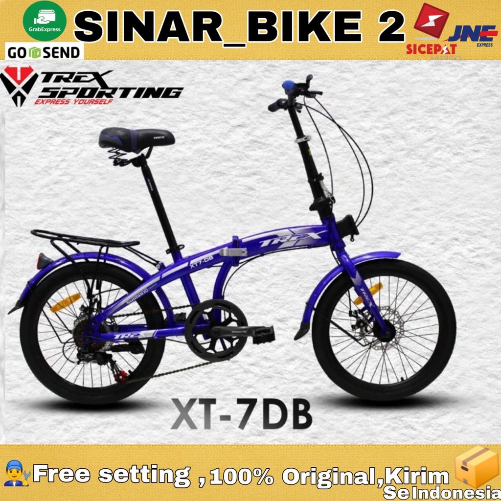 Sepeda Lipat 20 Inch TREX XT-7 DB Double Discbrake 7 Speed Shimano