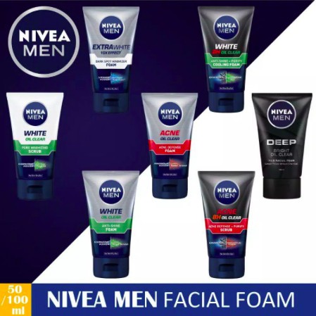 Nivea Men Facial Foam 100ml | Sabun Pembersih Muka Pria