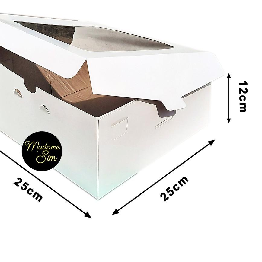 

✾ KOTAK KUE - CAKE BOX 25 x 25 x 12 CM - DUPLEX PUTIH ( ISI 10 PCS ) ➹