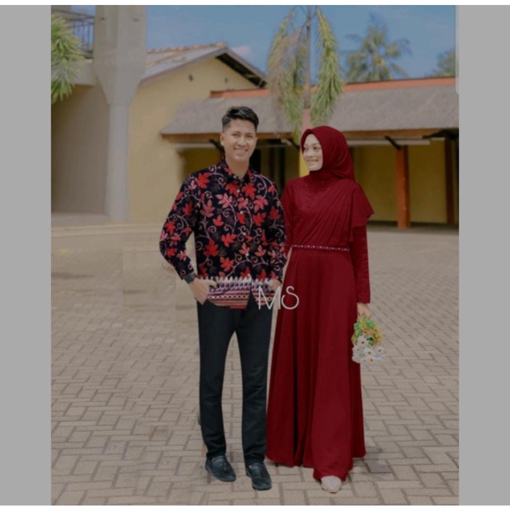Baju Cauple Batik Pasangan Muslim Pesta Kondangan Nikahan Elegan Trand Modern Terbaru 2022 Cp Carita Mewah Kekinian