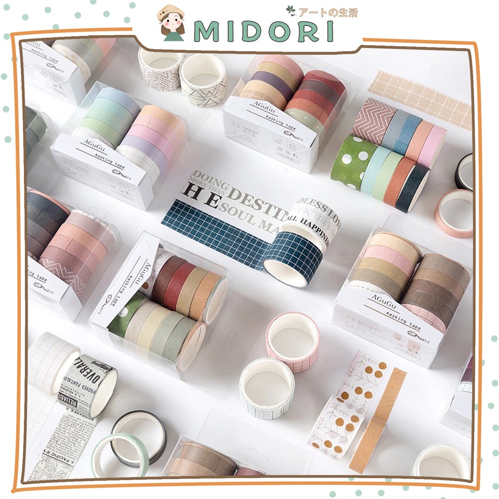 

[MIDORI] 10 Rolls Washi Tape Deco Masking Tape Jurnal DIY Scrapbook AGUGU - A0001