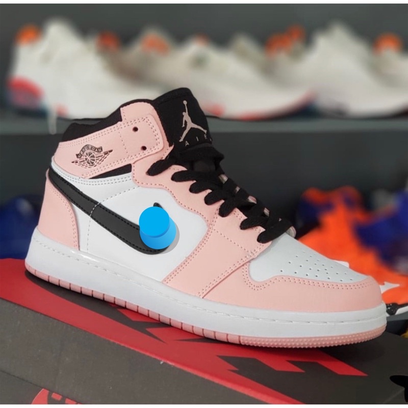 Sepatu Snekaers Wanita N*k Air Jordan 1 Pink White 100% Import