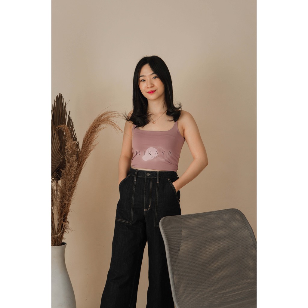 Diraya Tank Top Crop Top U Neck Tali Kecil