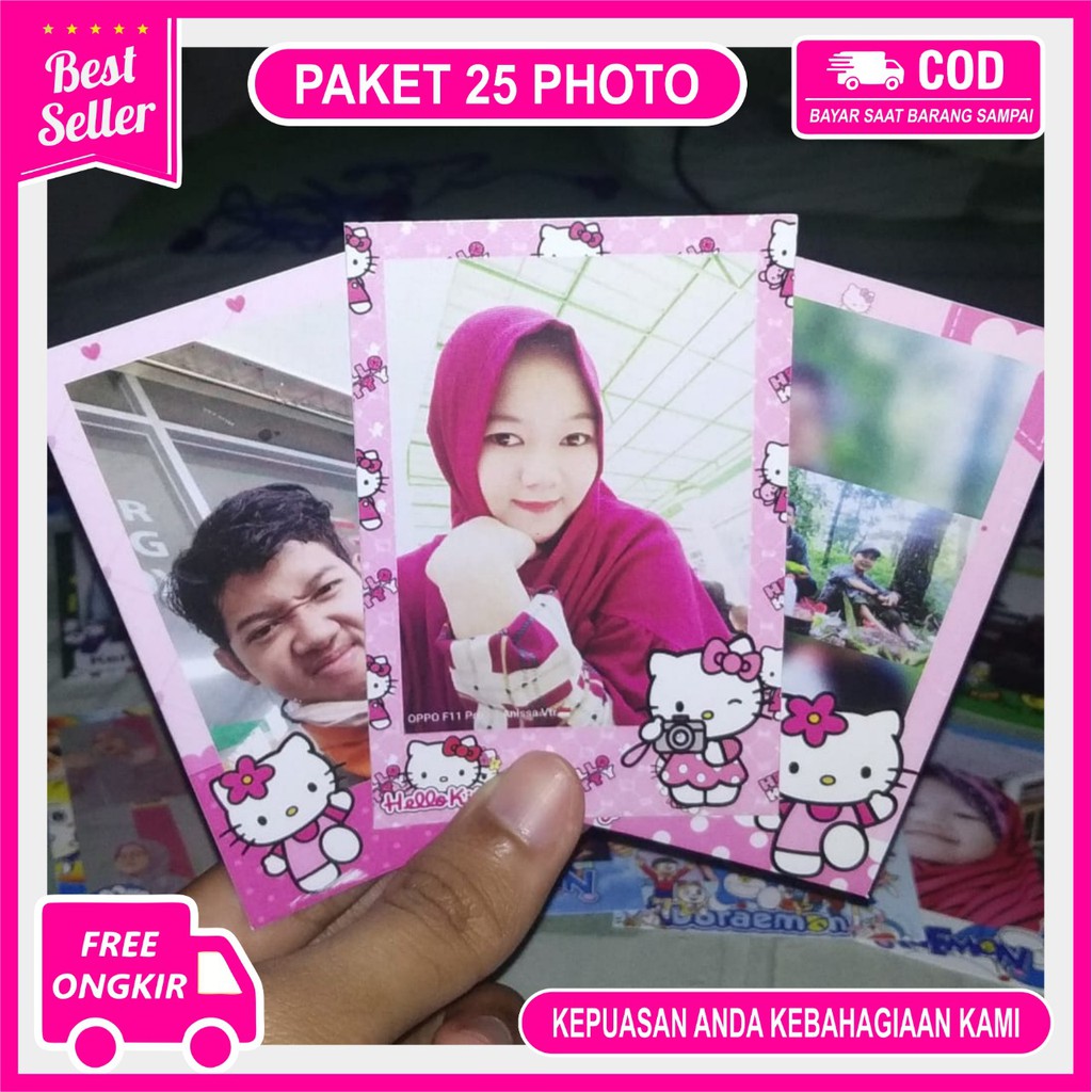 

Poto Polaroid 2R Baground Hello Kitty Bahan Art Karton 260 Grm Glossy Ukuran 6X9 CM Paket 25 Poto