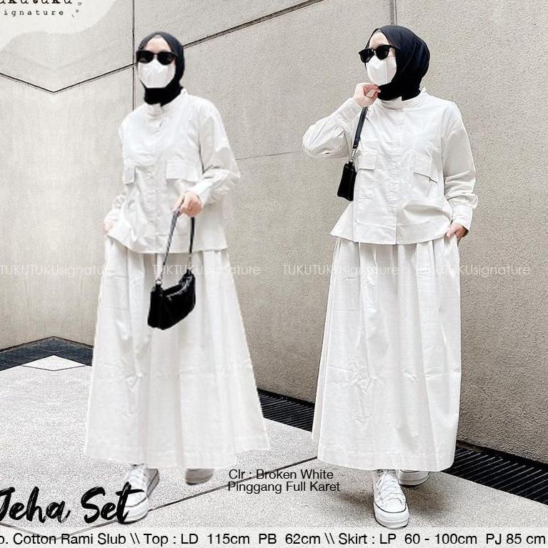 Kra31au22ž– Jeha Set setelan rok rami linen wanita elegankekinian