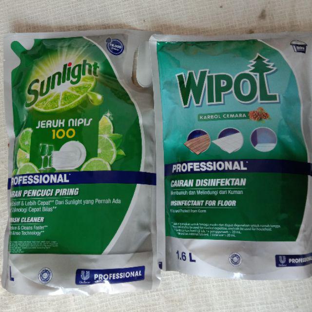 Sunlight 2l Professional Sabun Cuci Piring Jeruk Nipis 2000ml Refill