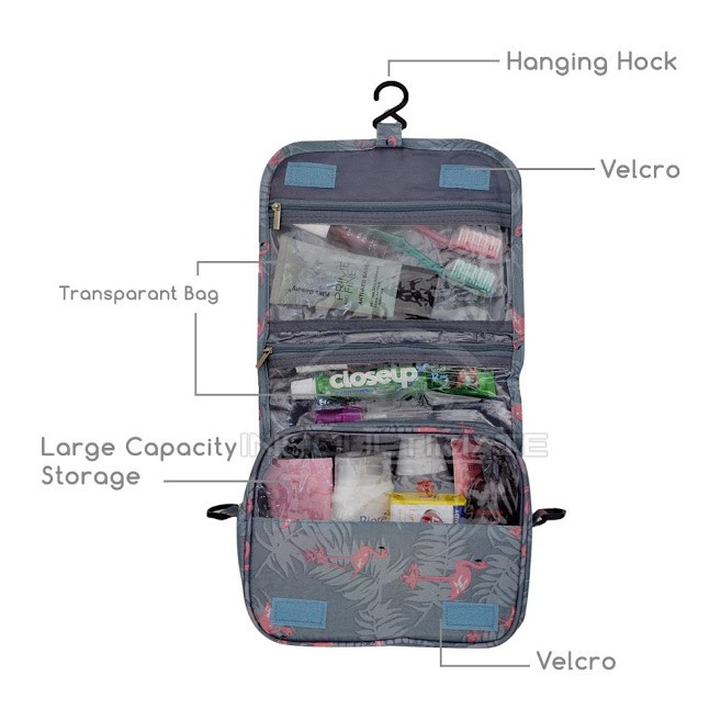 tas Travel Organizer Pouch+ tali panjang tas kosmetik Peralatan Mandi Organizer Gantung Toilet 52-01