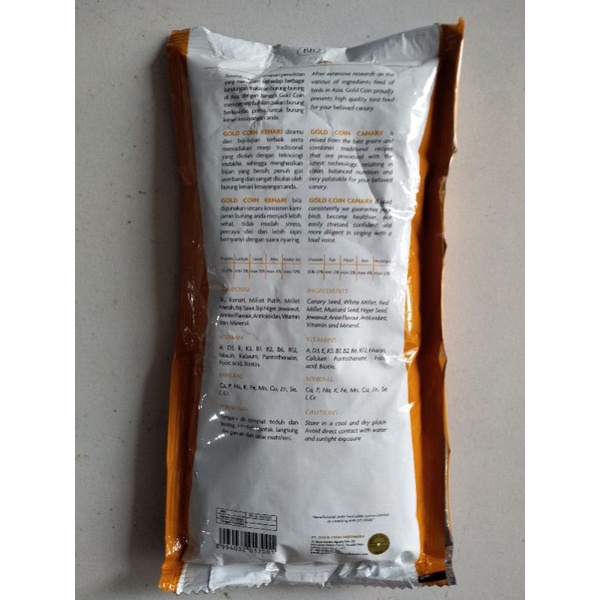 GOLD COIN FEED - BIRD SEED KENARI 250 Gram