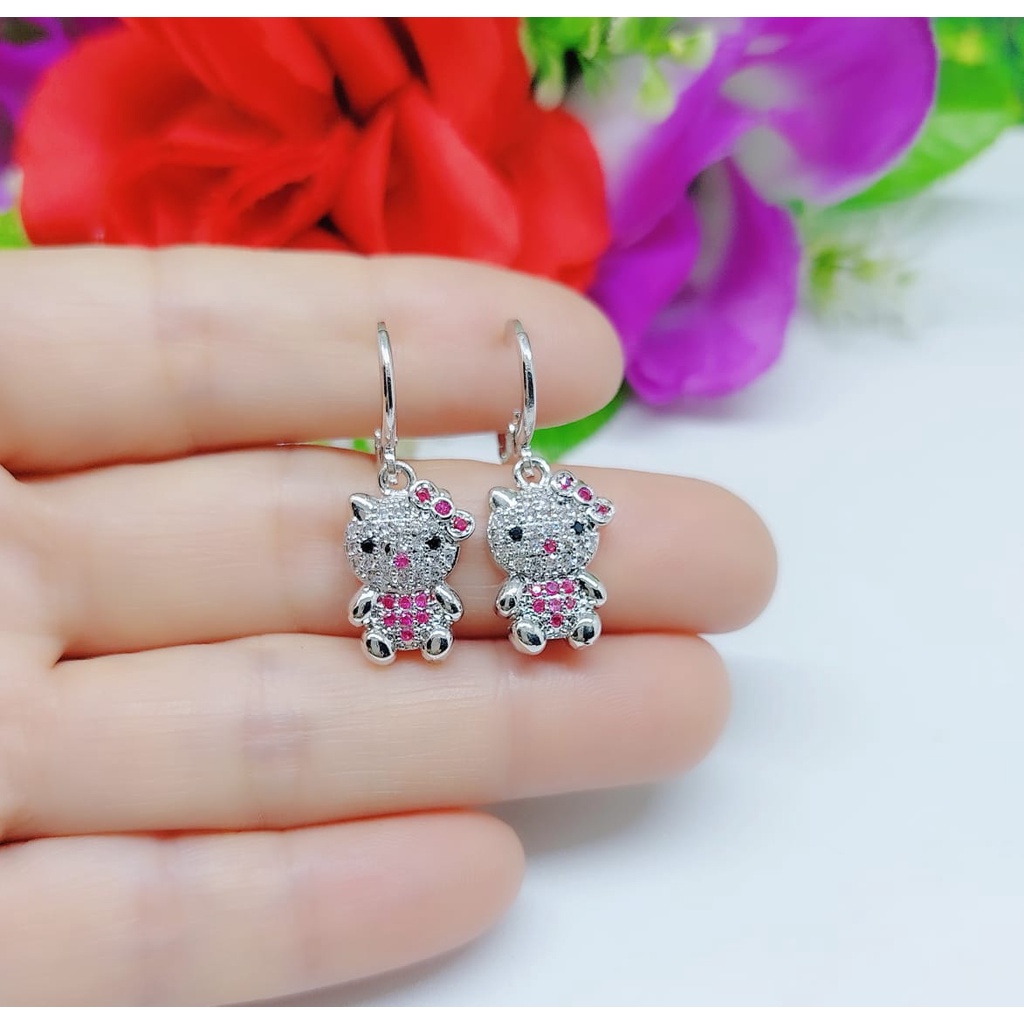 Kalung Hello Kitty permata merah dan putih perhiasan xuping