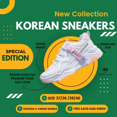Sepatu Sneaker Fashion Wanita Cewek Sepatu Perempuan Korea Polos Outdoor Kekinian Murah Jintu Wanwo