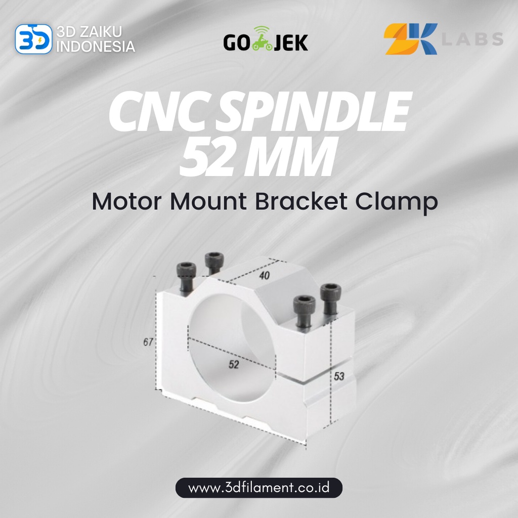 Zaiku CNC Router 52 mm Spindle Motor Mount Bracket Clamp