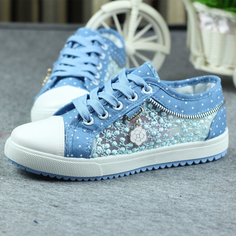 Sepatu Cantik Wanita Sepatu Olahraga Modis Import Perempuan Bahan Lace Sepatu Cewek Trendy SP-049