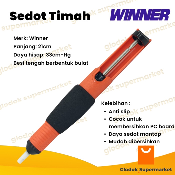 Sedot Timah Winner WS366D Desoldering Pump WS-366D Penyedot Timah Panjang 21cm