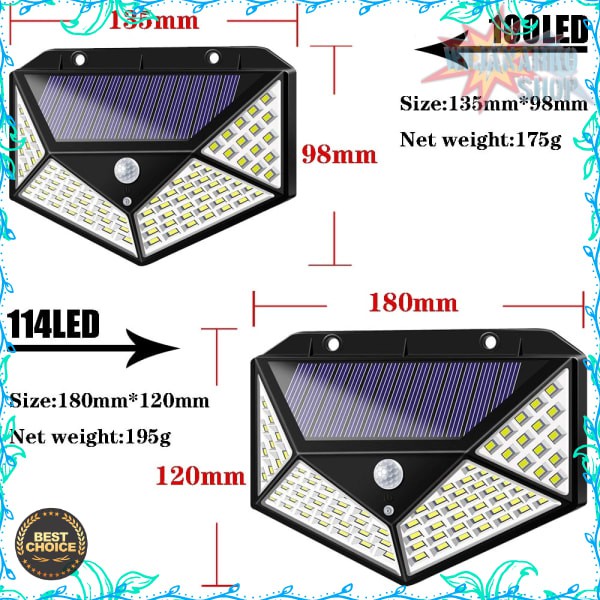 TaffLED Lampu Taman Solar Panel Sensor Gerak Outdoor 100 LED - HW1015 - Black PRT11