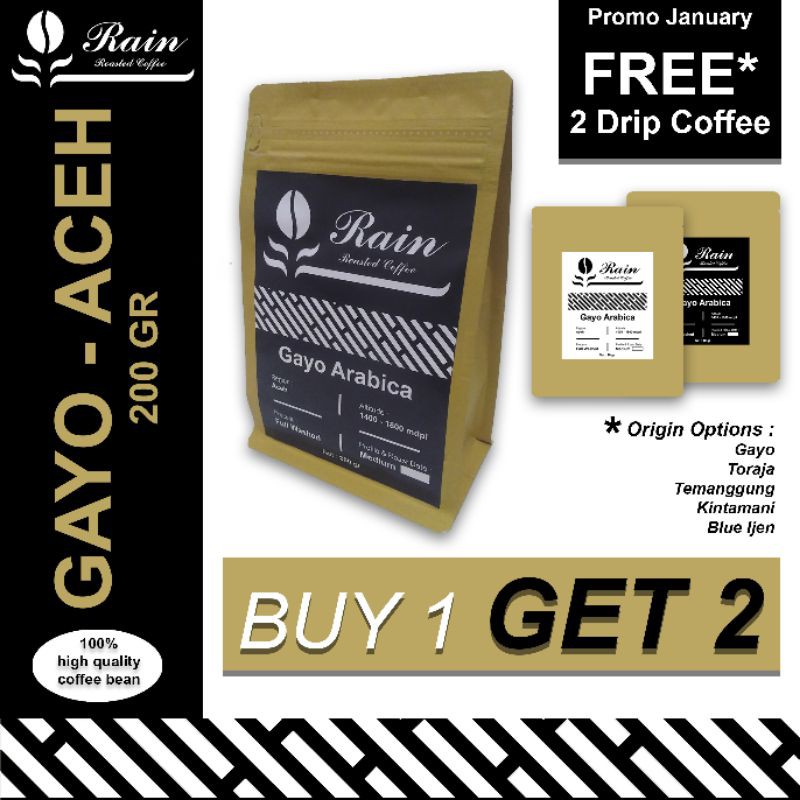 

Kopi Arabika Aceh Gayo Full Washed 200gr - Rain Roasted Coffee - BIJI