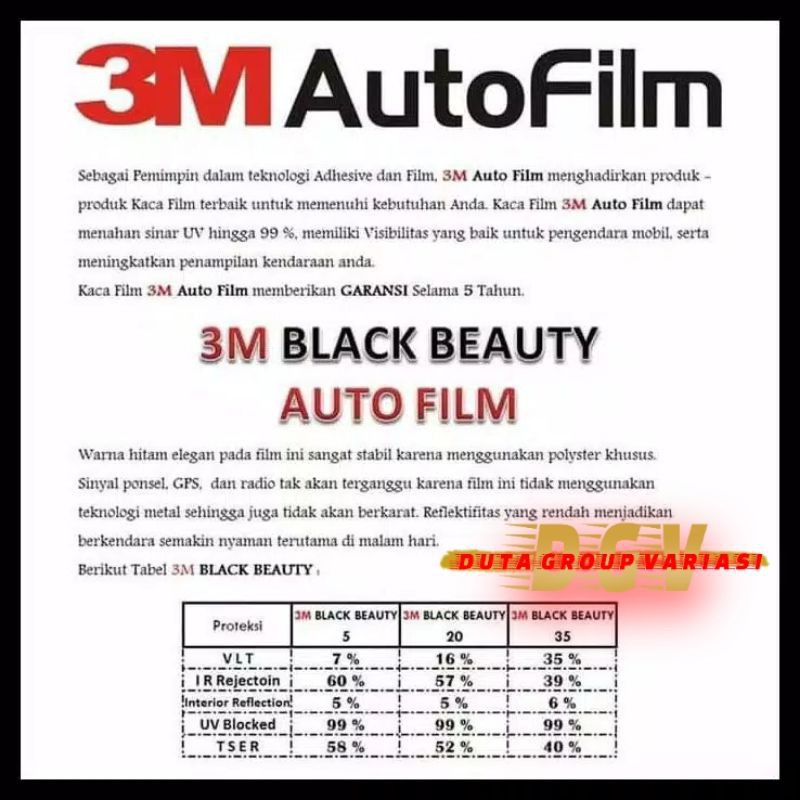 3M black beauty garansi berlogo bisa riques ukuran segala jenis kaca mobil