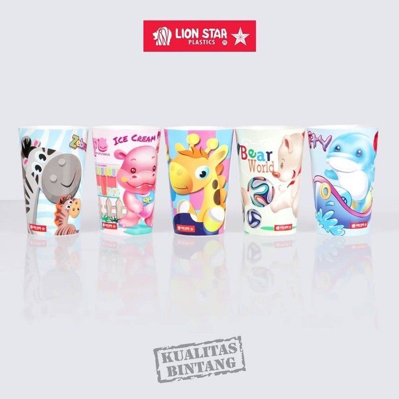 GELAS LION STAR KARAKTER LUCU 300 ML  BASICCUP  GL 64