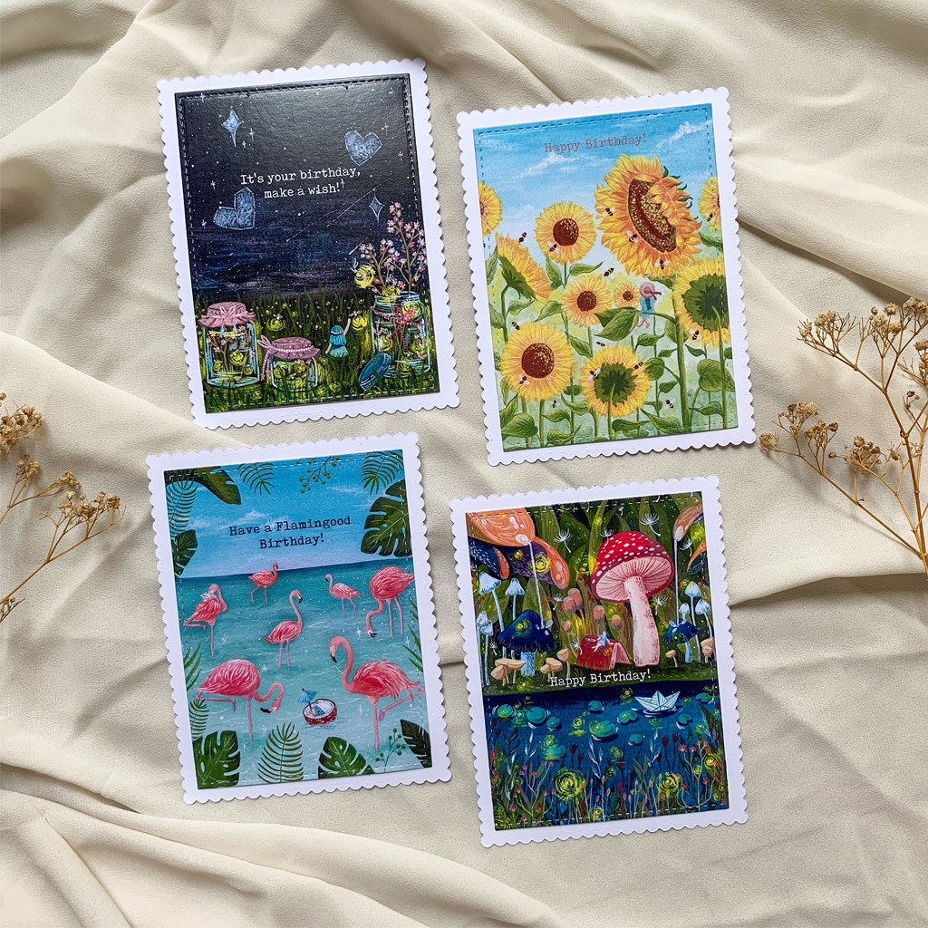 

Birthday Post Card by STAMP AND PAPER / Ilustrasi Gouache Post Card Kartu Pos Greeting Card Bday