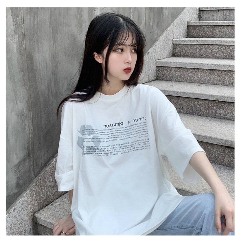 KBS-101 kaos wanita full print text simple cool t-shirt import korea jepang