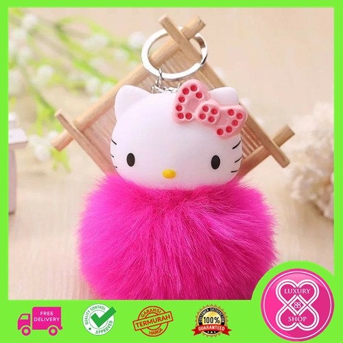 Gantungan Tas Kucing Imut Lucu PomPom Import