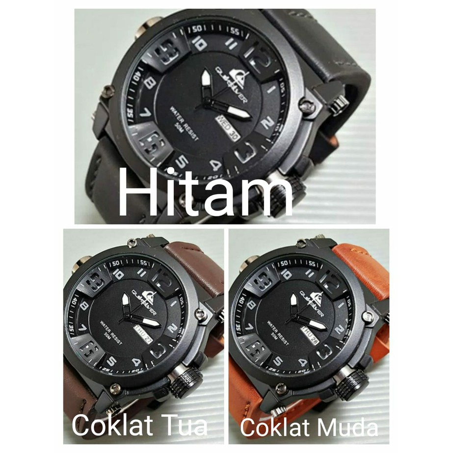 Jam Tangan Pria Keren Jam Tangan Cowok Quiksilver Tali Kulit Murah Berkualitas Shopee Indonesia