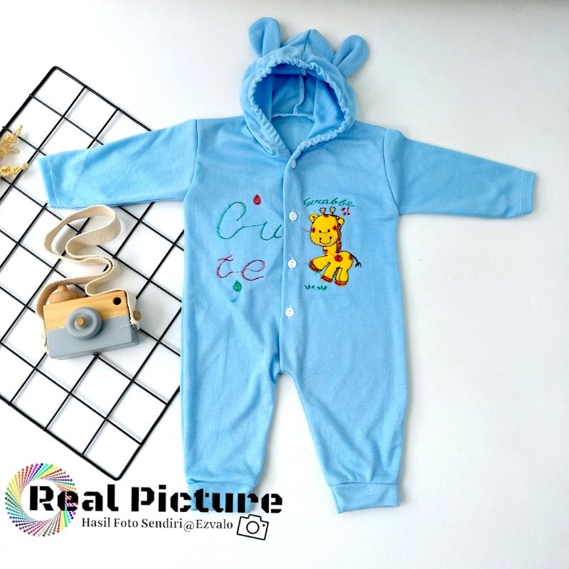 sleepsuit bayi buka kaki/jumper bayi 0-3 bulan motif bordil