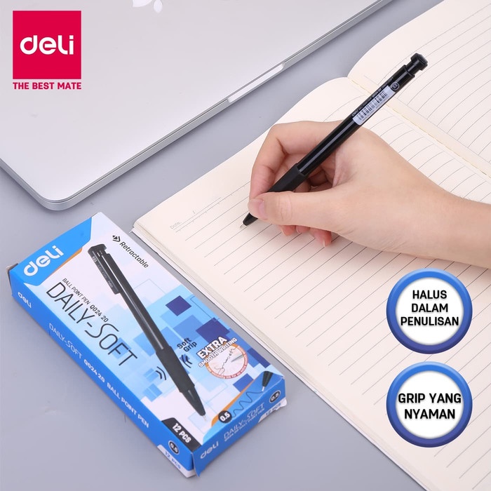 

TERBARU Deli Pulpen Bolpoin Cetek / Retractable Ballpoint Pen - 0,5mm EQ02420