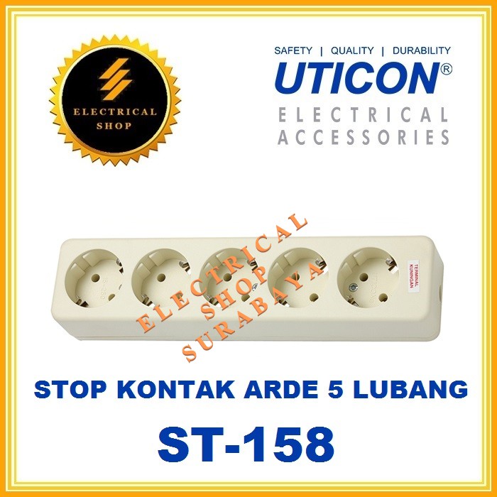 UTICON STOP KONTAK ARDE 5 LUBANG PUTIH ST-158 (HRG GROSIR) ST158 2P LOBANG SNI ORIGINAL PROMO MURAH