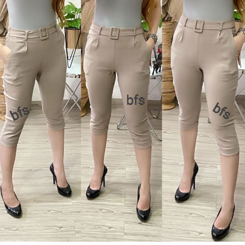 Celana 7/8 SoftJeans Impor wanita belt 9038
