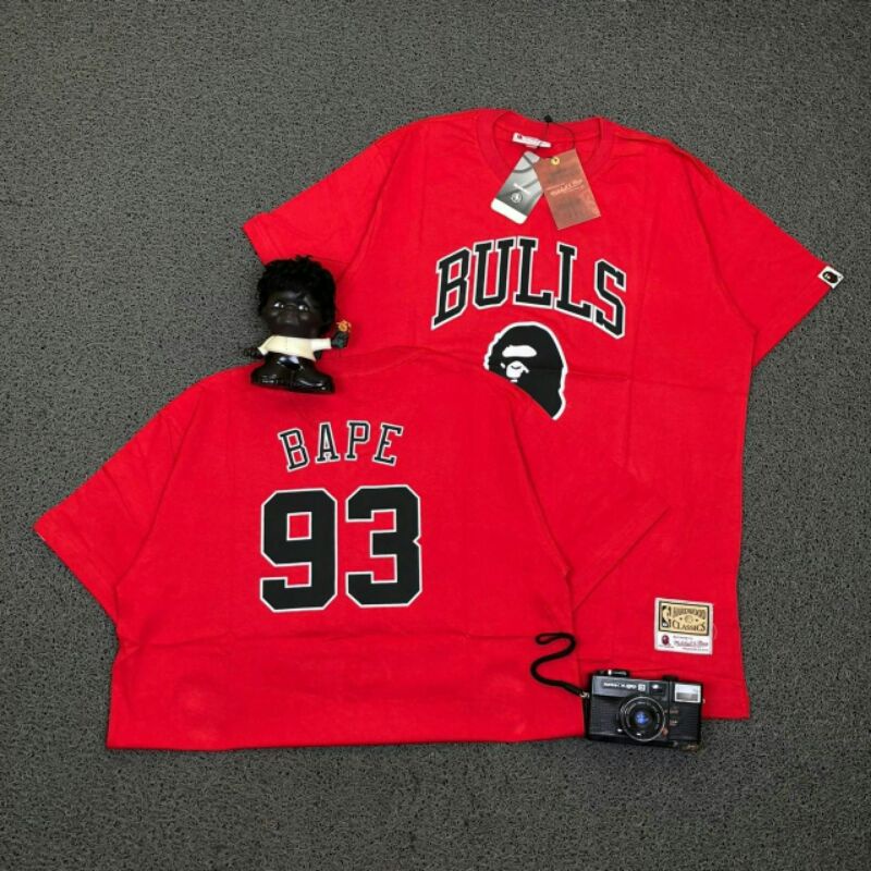 KAOS BAPE BULLS | BAJU BAPE BULLS | T-SHIRT BAPE BULLS MITCHELL & NESS PREMIUM FULL TAG & LABEL MIRO