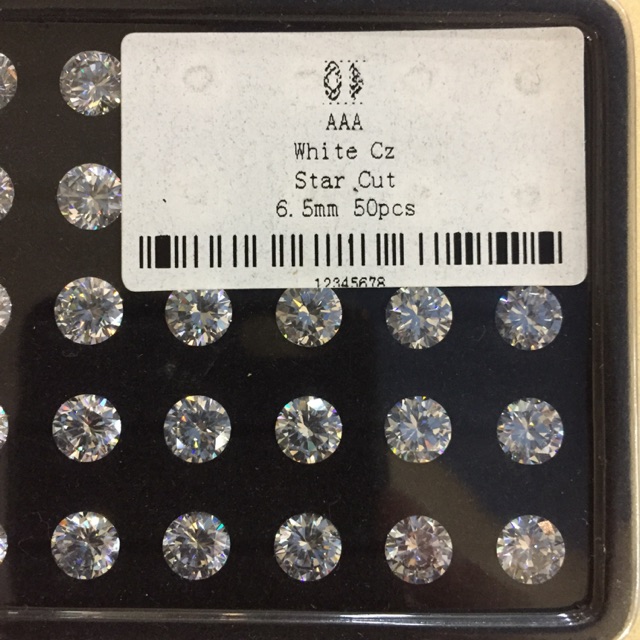 Batu Permata Zircon Star Cut AAA 6.5mm White Round