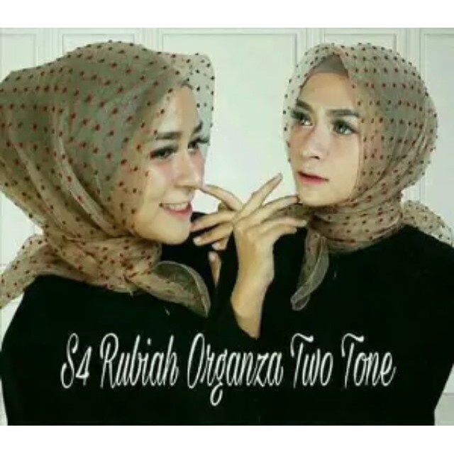 Jilbab Segi Empat Rubiah Dot Bahan Organza Two Tone / Rubiah Dotty / Rubiah Polka By Azara
