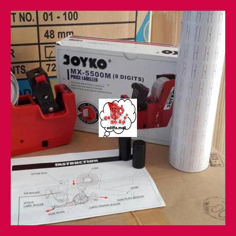

474S0T5D Alat Label Harga Joyko Mx5500M Set+Kertas Label 10 Roll + 2 Pcs Tinta Mytpjd80E