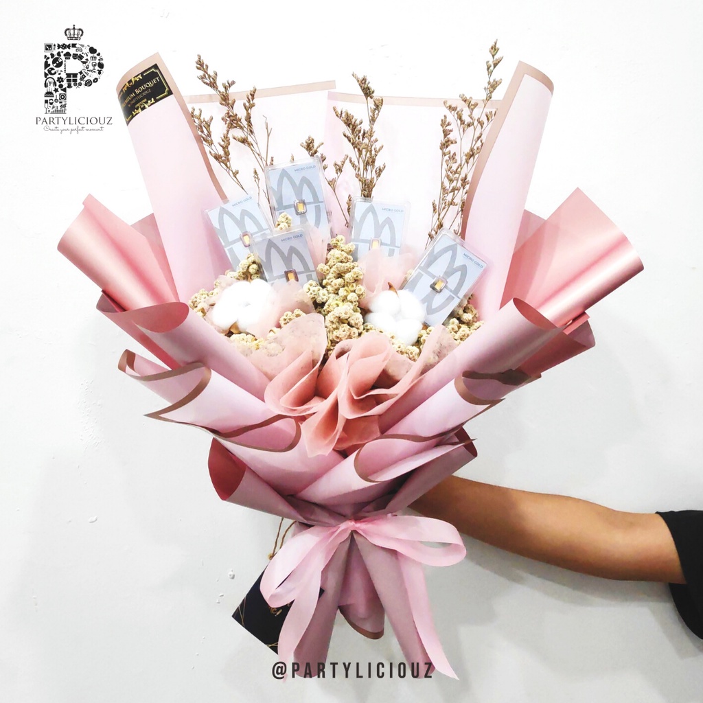 GOLD FLOWER BOUQUET - BUKET EMAS/ BUKET MINI GOLD/ BUKET SULTAN/ BUKET BUNGA EMAS/ HADIAH PERNIKAHAN