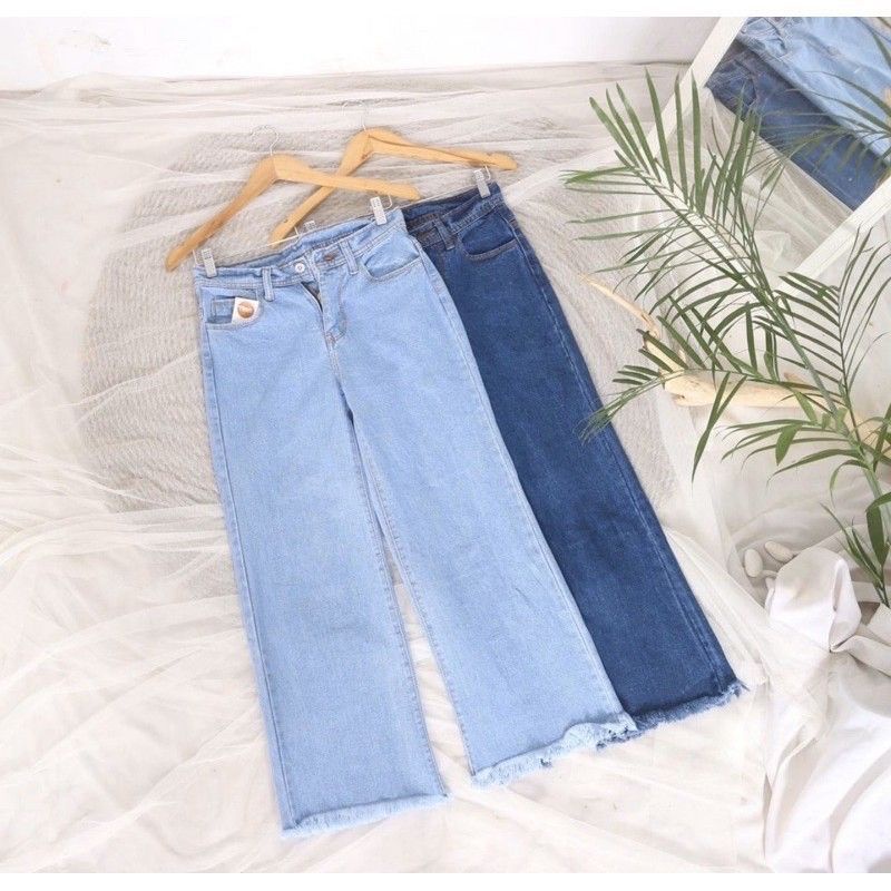 Highwaist Kulot Jeans Wanita / Kulot Jeans Rawis / Kulot Jins / Kulot tulang rawis