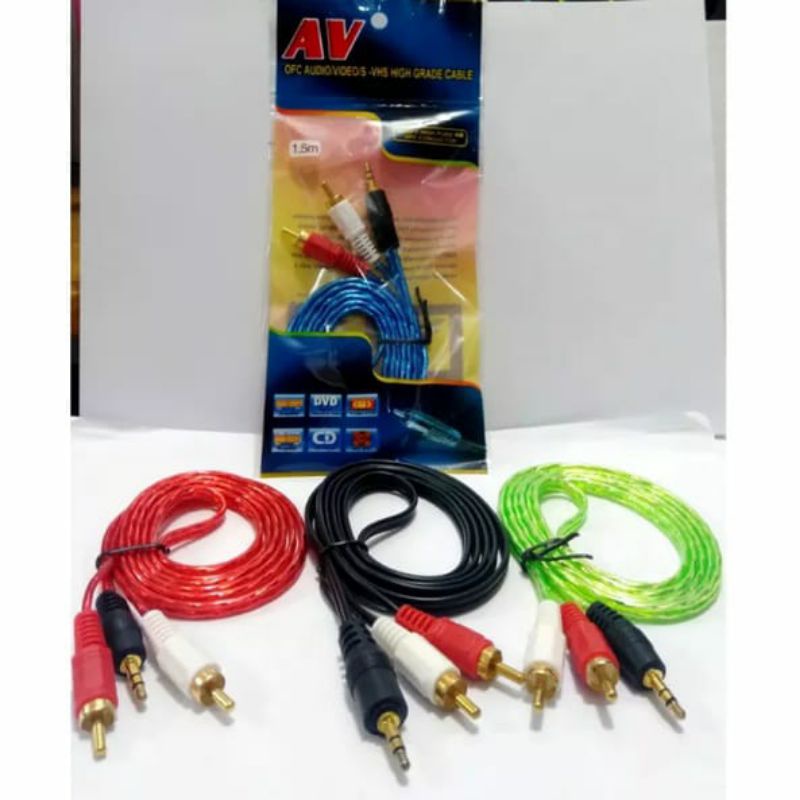 Kabel Audio Jack AUX 1.5M 3.5 MM 2in 1 Kabel data Audio AV Original Kabel AUX Jack