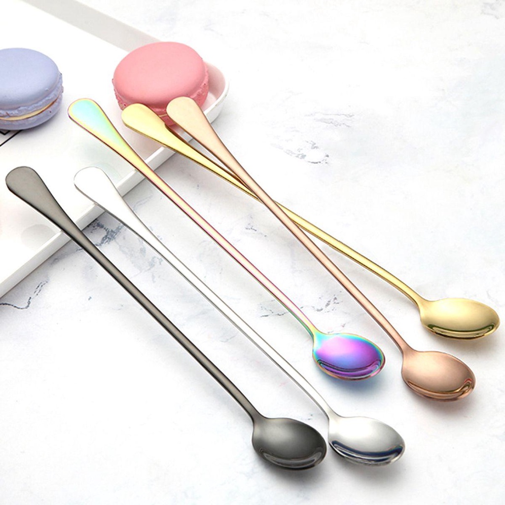 [Elegan] Sendok Teh Dapur Rumah Es Krim Gagang Panjang Scoop Juice Stirring Tool