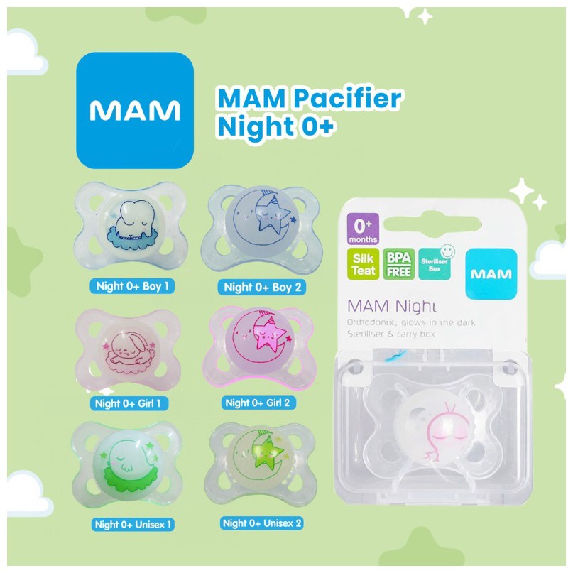 MAM Orthodontic Pacifier Night / Air 0-6M / 6m+ Baby Soother Empeng Bayi CBKS